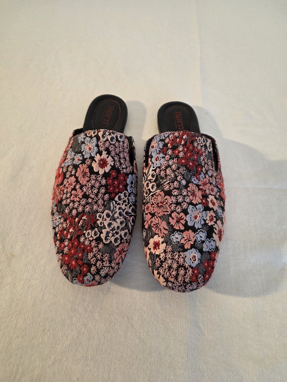 Born Embroidered Floral Slip-On Mules in Black, Red & Pink - Picture 1 of 5